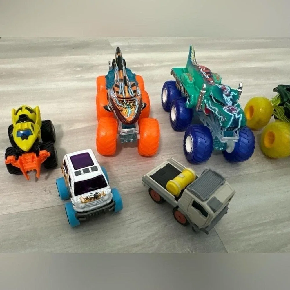 Hot Wheels Monster Truck Lot Orange Green Yellow Blue Kids Toy Cars Set of 7